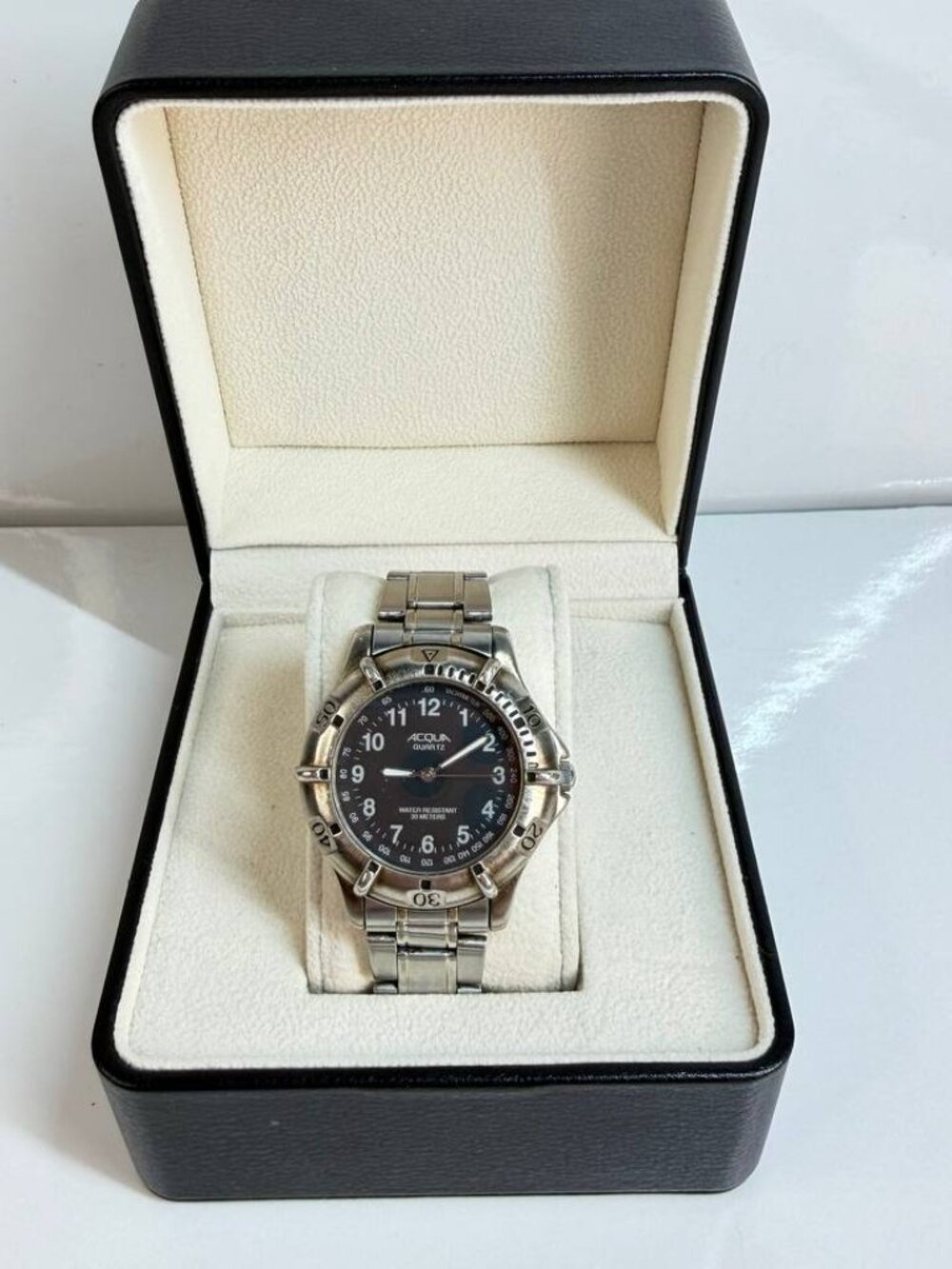 Acqua Men’s Stainless Steel Quartz Watch – Black Dial